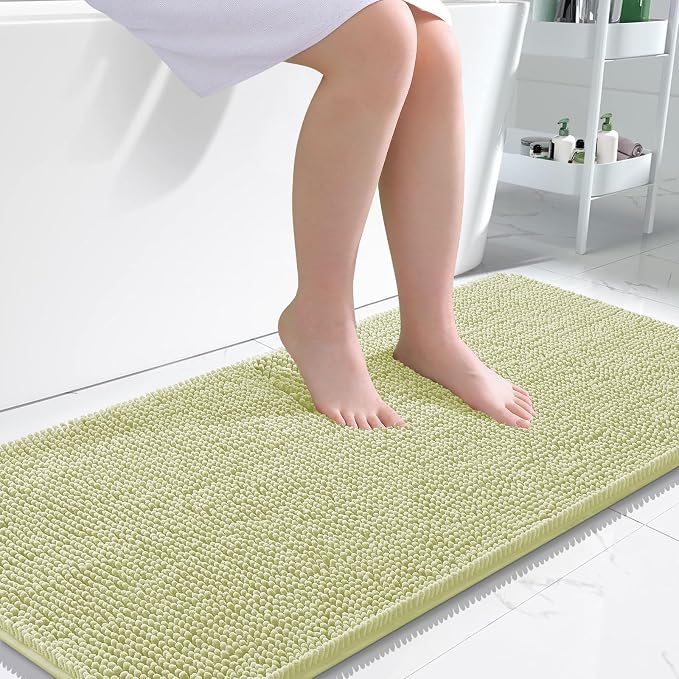 OLANLY Bathroom Runner Rugs 47x24, Soft Absorbent Chenille Bath Rugs, Rubber Backing Quick Dry, Machine Washable Long Bath Mats for Bathroom Floor, Tub and Shower, Home Decor Accessories, Vanilla