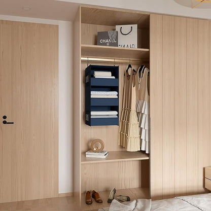 3-Shelf Hanging Closet Organizer and Storage, Foldable Hanging Closet Shelves
