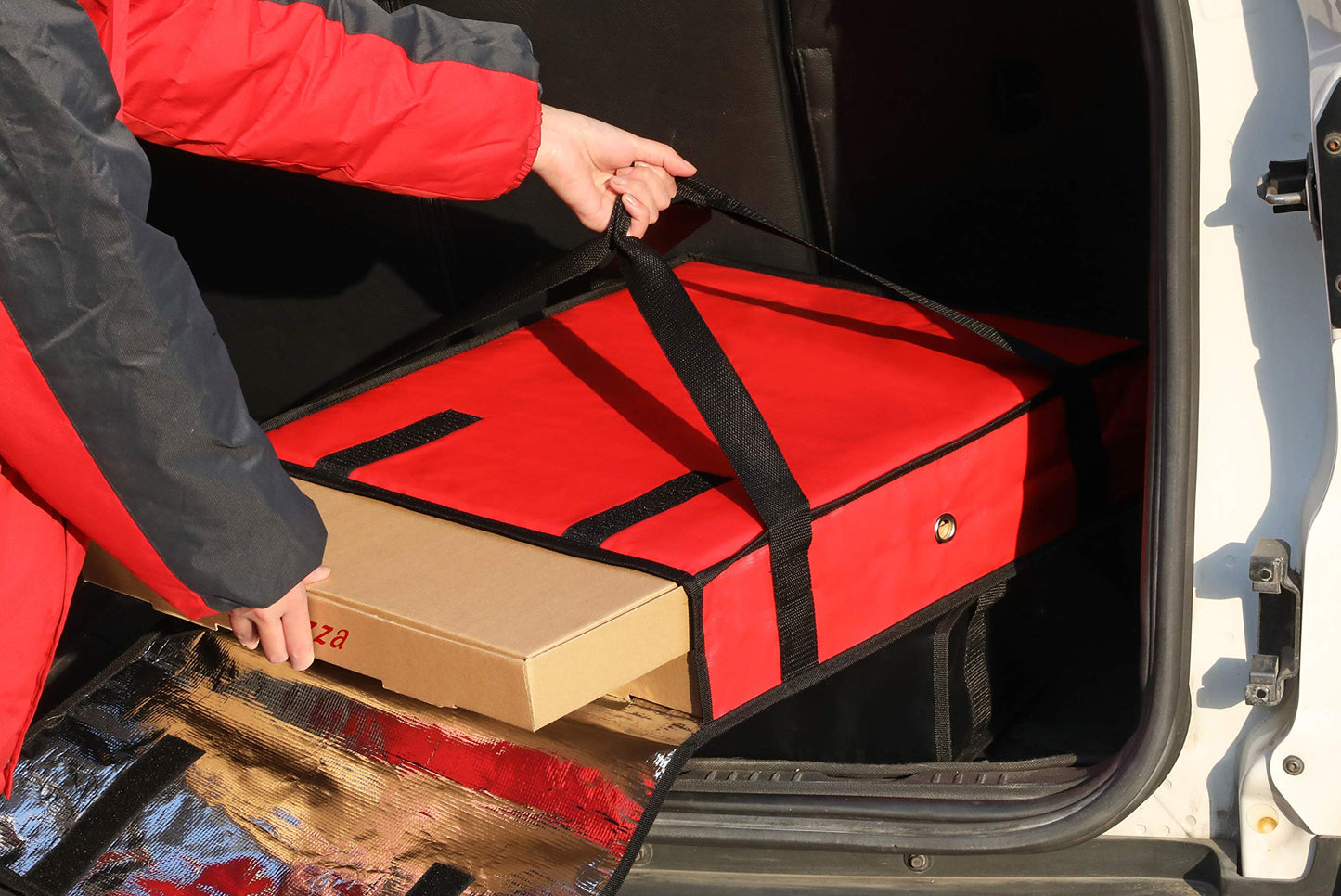 New Star Foodservice 50097 Insulated Pizza Delivery Bag, 20 by 20 by 5-Inch, Red