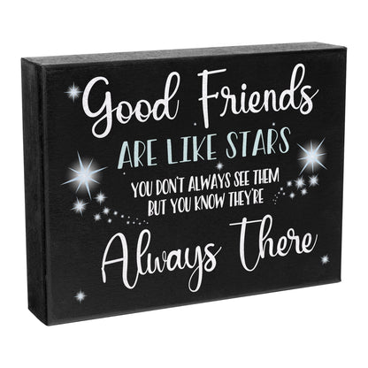 Good Friends Are Like Stars Wooden Sign Sentimental Gift for Best Friend, Rustic Wall Hanging Decor, Friendship Keepsake, American Made, Thoughtful Birthday