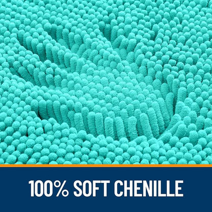 OLANLY Small Bathroom Rugs 24x16, Extra Soft Absorbent Chenille Bath Rugs, Rubber Backing Quick Dry, Machine Washable Bath Mats for Bathroom Floor, Tub and Shower, Home Decor Accessories, Teal