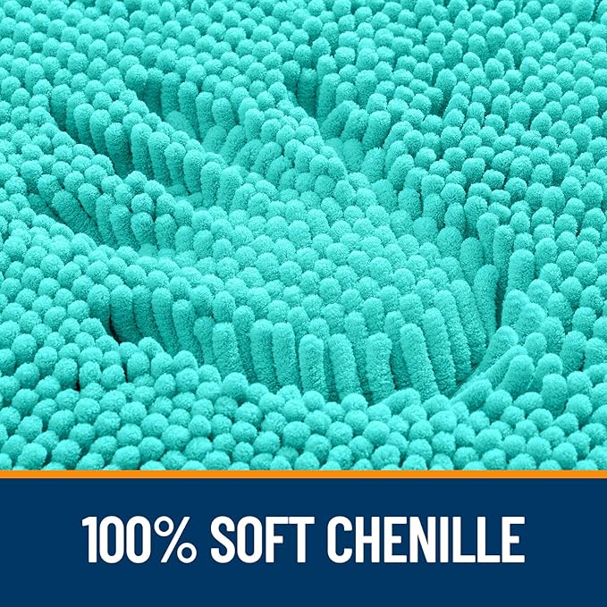 OLANLY Large Bathroom Rugs 45x27, Extra Soft Absorbent Chenille Bath Rugs, Rubber Backing Quick Dry, Machine Washable Bath Mats for Bathroom Floor, Tub and Shower, Home Decor Accessories, Teal