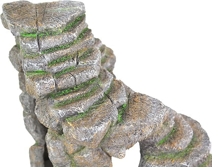 Penn-Plax Reptology Shale Scape Step Ledge & Cave Hideout - Durable Resin Reptile Platform for Climbing & Basking -Realistic Rock Decor for Territorial Fish & Reptiles -Blue Camo, 11.8 x 9.5 x 10.5 In