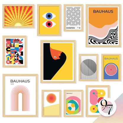 97 Decor Large 11x14 Bauhaus Wall Art Prints - Large Abstract Wall Art Decor, Mid Century Modern Art Wall Decoration, Bauhaus Poster Modern Painting Geometric Pictures For Bedroom Living Room (unframed)