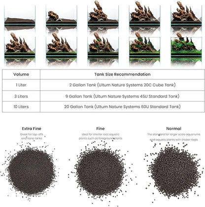 Ultum Nature Systems Controsoil - Freshwater Aqua Soil Substrate for Fish, Shrimp, Live Plant Propagation and Aquascaping - 6.8pH Low Ammonia, Volcanic Ash - Black, Normal (10 Liter)