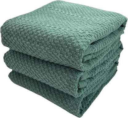 Serafina Home Dark Emerald Green Kitchen Hand Dish Towels: Oversized 28" x 18"