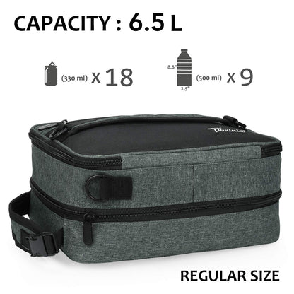 Tirrinia Expandable Insulated Lunch Bag for Men Women – Leakproof Reusable Cooler LunchBox for Kids & Adults with Shoulder Strap, Perfect for Work, School, Office, Travel,Charcoal