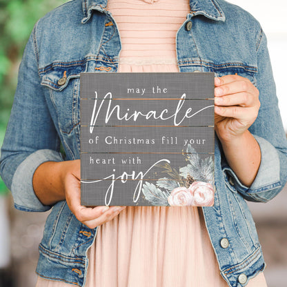 Simply Said, INC Perfect Pallets Petites - May the Miracle of Christmas Fill Your Heart - 8 x 8 in Distressed Rustic Wood Sign PET20818