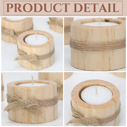 Ctosree Rustic Wedding Favors for Guests Bulk Wooden Tea Lights Candle Holder Handmade Votive Candles for Farmhouse Wedding Baby Shower Favors Party Table Centerpieces Birthday Decoration(50 Pcs)