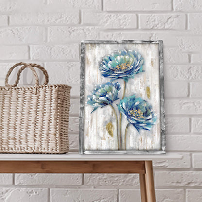Rustic Wooden Framed Wall Art: Blossom Flower Artwork Print on Natural Wood Picture Painting for Home & Kitchen (12”W x 16”H)