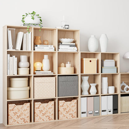 VDNEND Wooden Cube Storage Organizer with Closed Back Panel, 11in Cube Shelf Opening, Bookshelf, Display Shelf,Closet Cabinet for Home and Office (White Oak, 12-Cube 35.98L*9.45W*47.72H)