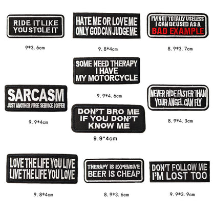 CDzyzh Iron On Patch,Funny Phrases Slogan Letter Sew on/Iron on Word Embroidered Patches for Motorcycle Biker Vest Jackets Backpacks Jeans Hat Clothing Bag Gear,Uniform 36pcs