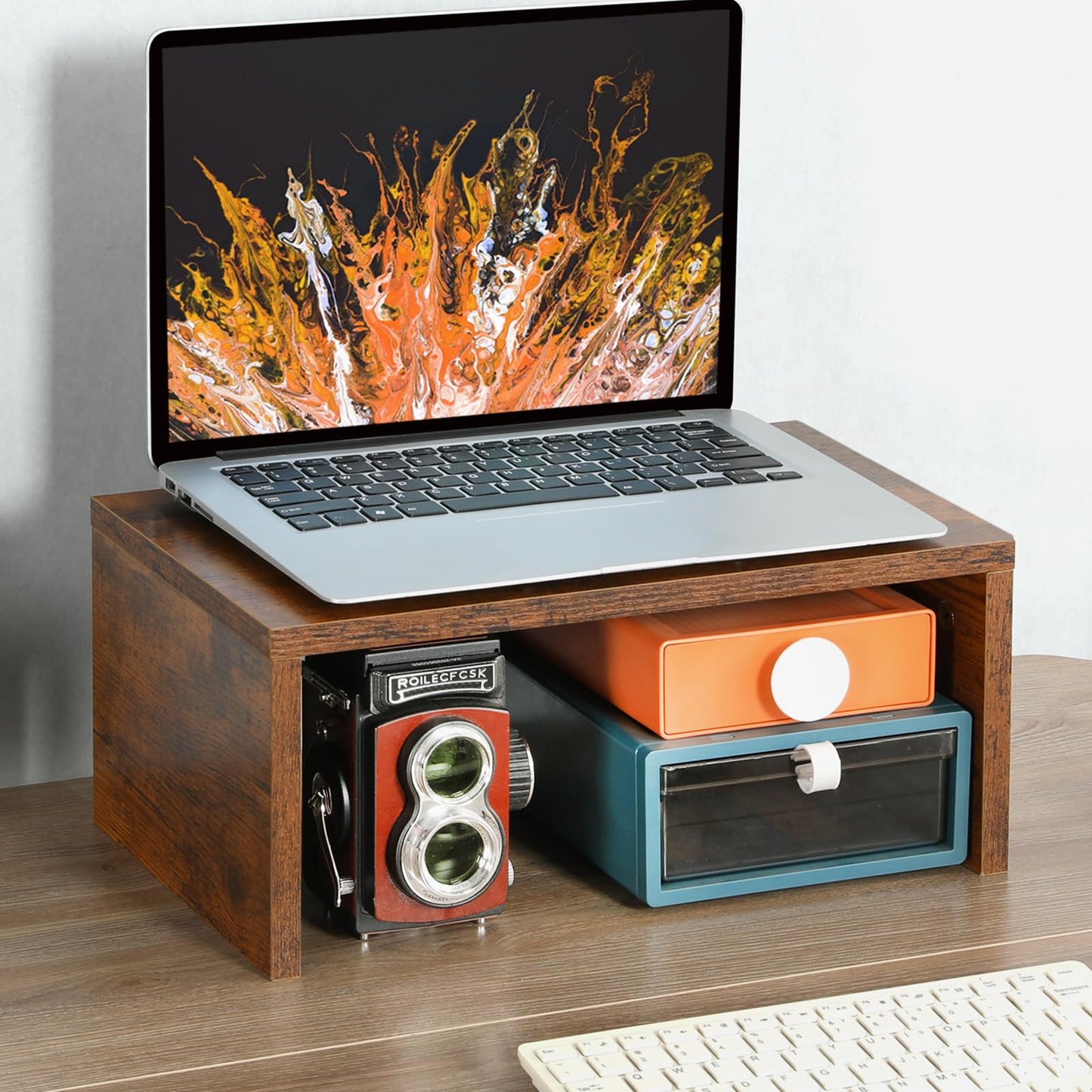 TEAMIX 14.2 inch + Riser-6.7 inch Monitor Stand TV/Screen/PC/Laptop Riser Computer Stand Desktop Shelf.
