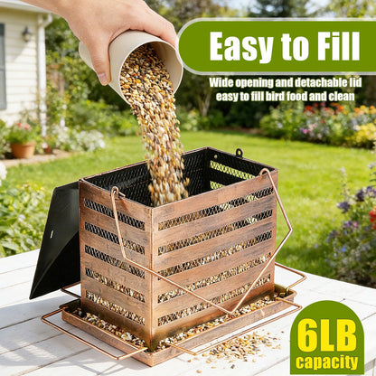 IWNTWY Bird Feeder, 6 LB Extra Large Capacity Metal Bird Feeders for Outdoor Hanging, Heavy Duty Wild Birdfeeder with 4 Perches, Sturdy & Easy to Refill