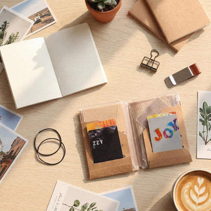 Thenshop Travelers Notebook Accessories Kit Include Dotted Passport Size Travelers Notebook Inserts, Travel Kraft File Folder, Zipper Case, Pen Holder, Binder Clip and Elastic Bands