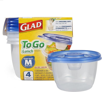 Gladware Lockware To Go Food Storage Containers | Glad Medium Size Round Food