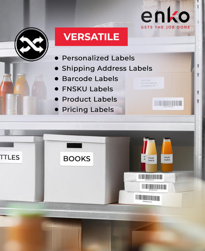 enKo 4" x 2" Labels for Zebra Desktop Printers (12 Rolls | 9,000 Labels) - Direct Thermal Address Mailing Shipping Barcode FBA Stickers FNSKU Label for Zebra and Eltron (Perforated)