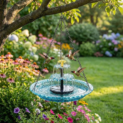 Solar Cascade Hanging Bird Bath Fountain, 2026 New Hanging Bird Bath with Flowing Water for Outdoors Garden Patio Backyard Lawn Decor (Red)
