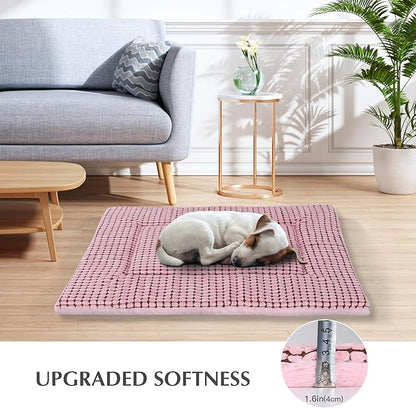 BVAGSS Reversible Dog Crate Pad, Memory Foam Pet Bed Mat, Soft Warm Machine Washable Sleeping Kennel Mattress for Small Medium Dogs XH079 (36''x23''x1.6'',Pink)