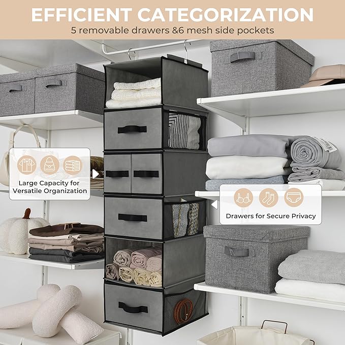 GRANNY SAYS Hanging Closet Organizer 6 Shelves, Closet Organizers and Storage
