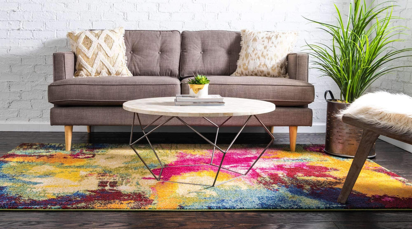 Unique Loom Estrella Collection Colorful, Abstract, Watercolor, Modern, Eclectic Area Rug (5' 0 x 8' 0 Rectangular, Multi/Beige)