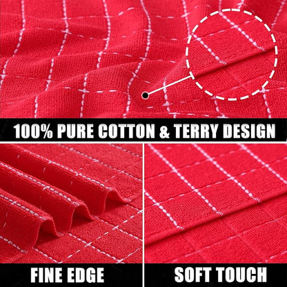 Mordimy 100% Cotton Terry Cloth Dish Cloths, Soft and Absorbent Checkered Dish
