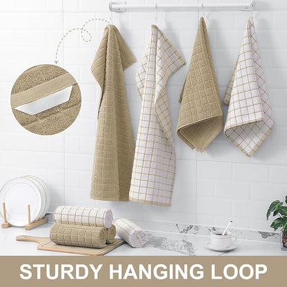 Homaxy Premium Cotton Kitchen Towels 16"x 28", Large Natural Ring Spun 390 GSM