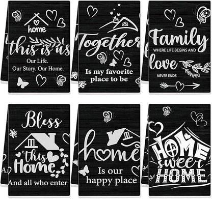 Breling Set of 6 Kitchen Towels Modern Minimalist Dish Towel Black Bathroom