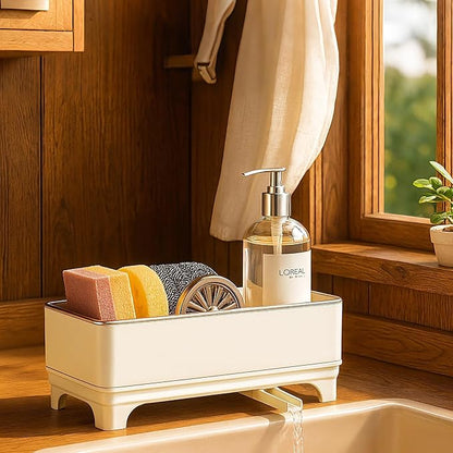 Sponge Holder for Kitchen Sink – Rustproof Stainless Steel, 360° Rotating Drain