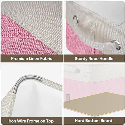 BALEINE 1 Pack Fabric Closet Storage Bins for Shelves, Linen Closet Organizers and Storage, Decorative Baskets for Organizing, Shelf, Clothes, Home, Office (Pink, 15''x11''x9.5'')