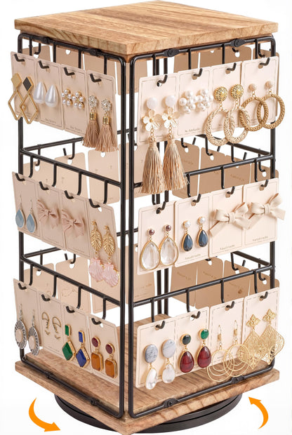 PrismHaze Rotating Earring Display Stands, 48 Hooks Earring Display for Vendors, Jewelry Display Earring Holder Organizer Earring Display Stands for Selling
