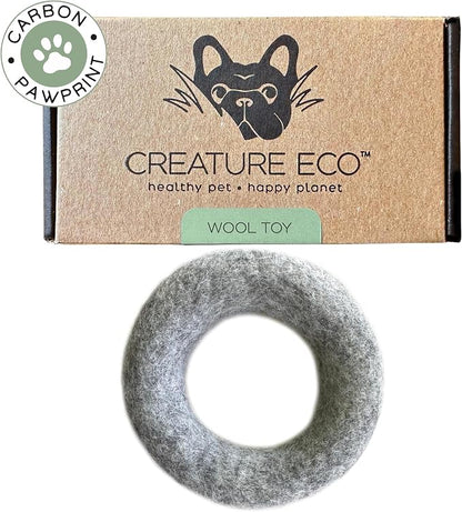 Large Wool Dog Ring Toy – Durable Organic Dog Ring for Medium & Large Dogs – Eco Friendly Natural Dog Toy – Creature ECO - 1 Pack