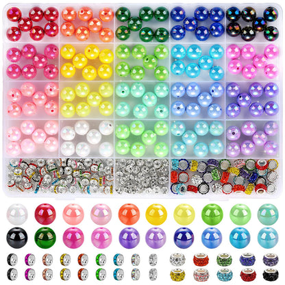 Funtopia 290pcs Beads for Pens, 14mm Focal Beads Pen Making Kit for Keychains Beadable Pens, Rainbow Chunky Bubblegum Acrylic Beads with Rhinestone Rondelle Spacer Bead for DIY Craft Supplies