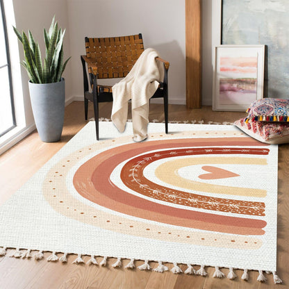 JBNJANKDAV Boho Rug Scandinavian Nursery Rainbow Print for Playroom with Neutral Area Carpet Patio Hallway Runner Mat Pad Minimalist Home Decor Living Room Bedroom Indoor Outdoor, Multi3, 90x150cm