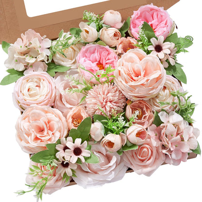Serwalin Artificial Flowers Pink Flowers Fake Silk Flowers Wedding Cake Flowers for Wedding Bouquets Table Centerpieces Spring Decor Party Baby Shower Decoration