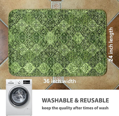 nunubaby 4PACK Washable Pee Pads for Dogs, Stylish, Non-Slip and Leak-Proof Pee Pads. Reusable Potty Pads for Dogs for Crates and Floors.(Green/Multi,24" x36" )