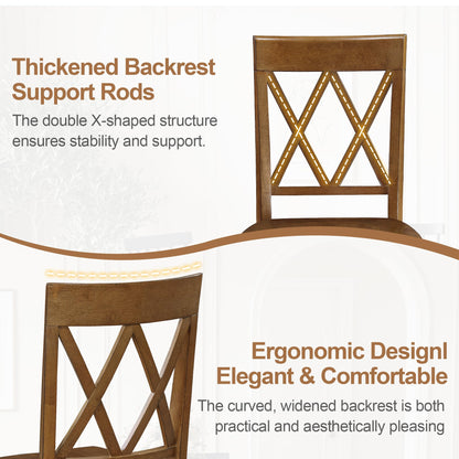 DUHOME Wood Dining Chairs Set of 4, Farmhouse Cross Back Solid Wood Kitchen Chairs, Vintage Walnut Finished Armless Dining Chairs for Home Kitchen, Breakfast Nook, Dining Room and Bistro
