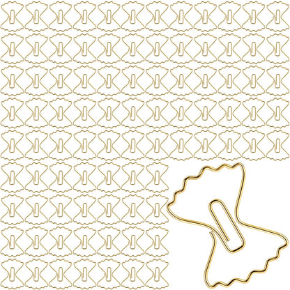 Jetec 100 Pcs Pasta Paper Clip Mini Bow Shaped Stainless Steel Cute Bowknot Paperclips Gold Metal Fancy Decorative Bookmark Bulk for Office Stationery School Document Note Sorting Wedding Baby Shower