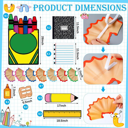 Frienda 24 Pcs Preschool Graduation Party Decoration Pre-k Large DIY Backdrop Photo Booth Prop Classroom Bulletin Board Decorations Cardstock Cut-Outs Cards Kit Wall Decor Kindergarten Party Supplies