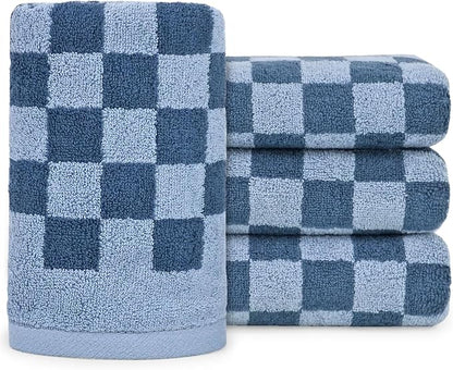 Jacquotha Bathroom Hand Towels Set of 4, Checkered Towels