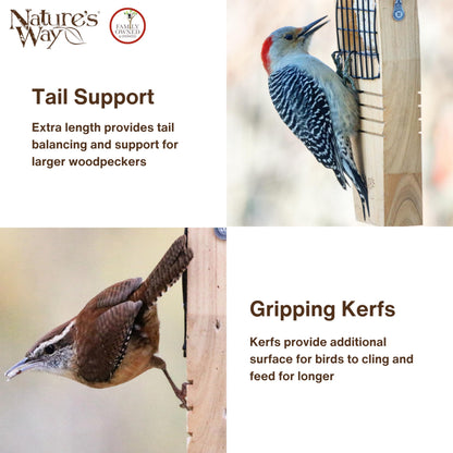 Nature's Way Bird Products CWF1 Tail-prop Suet Bird Feeder 12"H x 7.875"L x 3"W, Brown