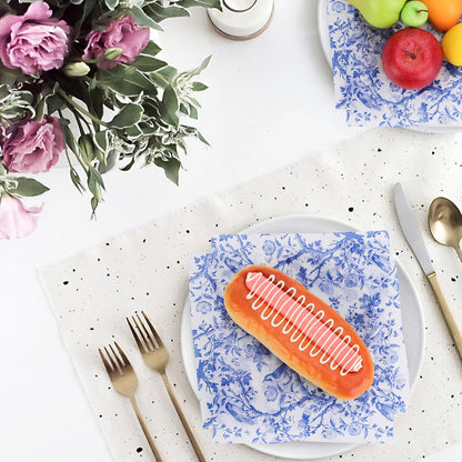 Bravopapier 150Pcs Blue Floral Bird Deli Paper, 9.8 x 8.3in Chinoiserie Floral Bird Grease Proof Food Wrap Paper Liners