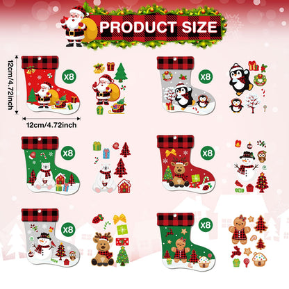 Fuyoooo 48 Pcs Christmas Craft Kits for Kids Christmas Stockings Christmas Tree Stockings Ornaments Kit Make Your Own Christmas Craft DIY Stockings Cutouts for Holiday Farmhouse Decor