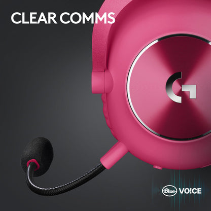 Logitech G PRO X 2 Lightspeed Wireless Gaming Headset, Detachable Boom Mic, 50mm Graphene Drivers, DTS:X Headphone 2.0—7.1 Surround, Bluetooth/USB/3.5mm Aux, for PC, PS5, PS4, Switch - Magenta