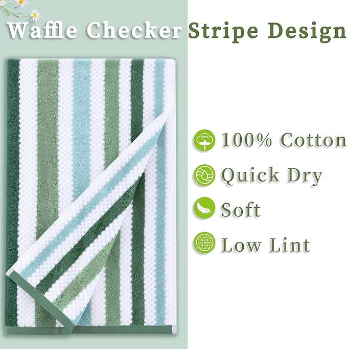 Green and White Towels