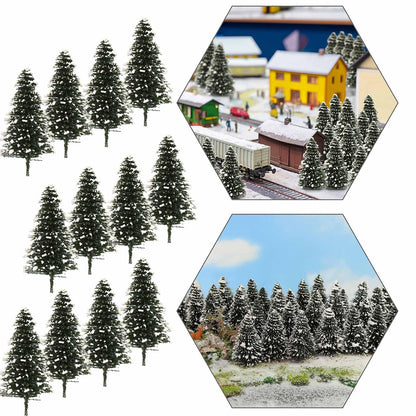 50PCS Model Cedar Trees with Snow 2.05 inch (52 mm) for Diorama Train Railway Winter Scenery Landscape Layout HO N Scale (2.05Inch(52mm)-50PCS)