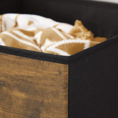 SONGMICS Storage Cubes, Set of 6 Storage Bins with Handles, Foldable Oxford Fabric and Non-Woven Fabric Storage Boxes, 11.8 x 11.8 x 11.8 Inches, Rustic Brown and Black URFB102B01