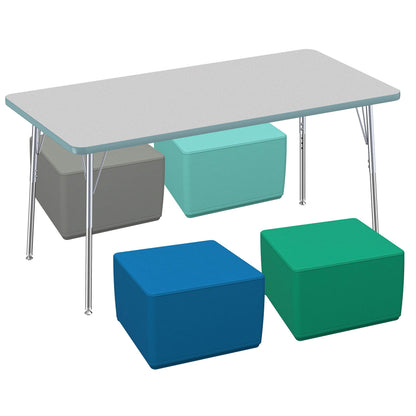 FDP SoftScape 18" Square Ottoman, Collaborative Flexible Seating for Kids, Teens, Adults, Furniture for Classrooms, Offices and In-Home Learning, Junior 12" H, (4-Piece Set) - Contemporary