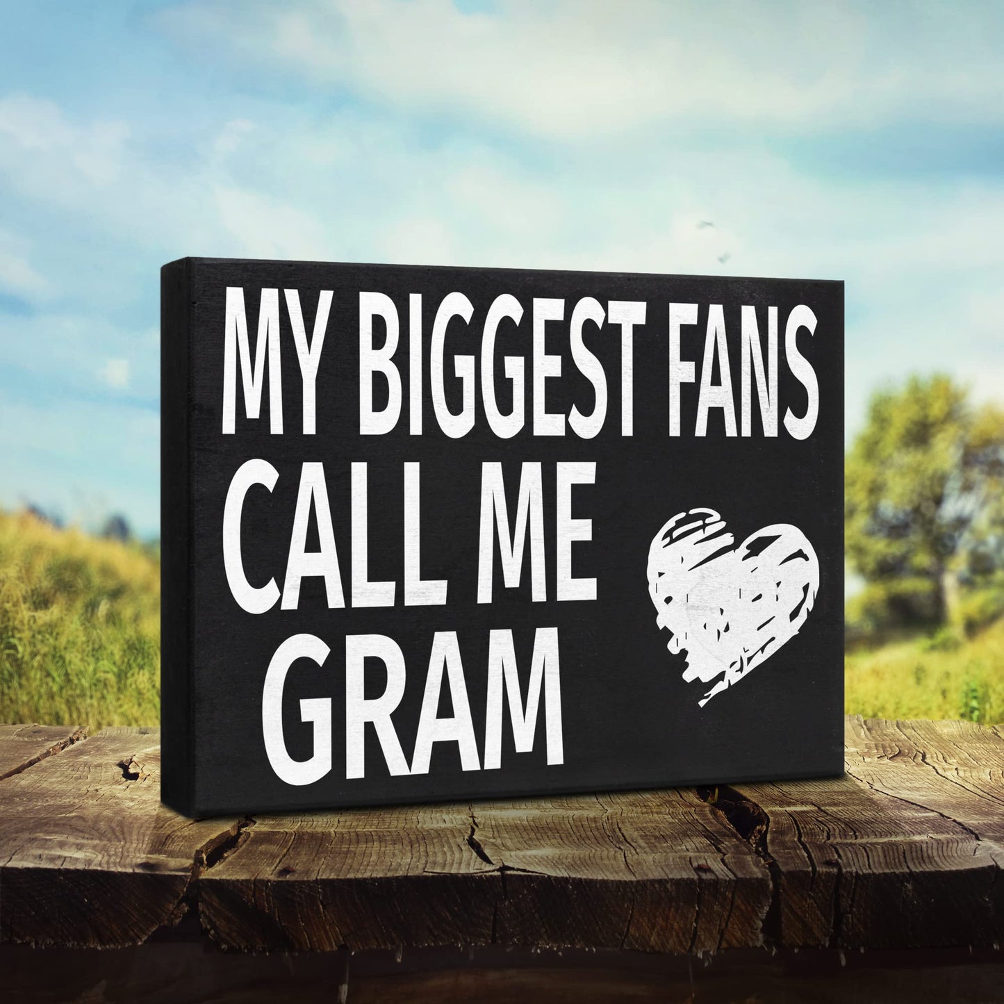 JennyGems Gram Gift, My Biggest Fans Call Me Gram Wooden Sign, Shelf Decor and Wall Hanging, Made in USA