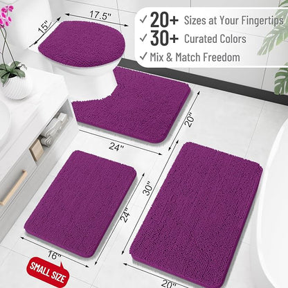OLANLY Bathroom Runner Rugs 70x24, Extra Soft Absorbent Chenille Bath Rugs, Rubber Backing Quick Dry, Machine Washable Long Bath Mats for Bathroom Floor, Tub and Shower, Home Decor Accessories, Purple